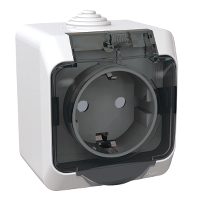 PA16-044B, Розетка 2P+E со шторками "Этюд", Schneider, 250V, 16A, IP44, белый