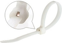 КС3, Кабельная стяжка с металл. зубом, нейлон, FORTISFLEX, 3х100mm, белый