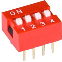 DS1040-04RN, Переключатель DIP, 4pin, CONNFLY, красный
