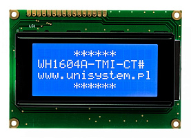 WH1604A-TMI-CT, ЖК индикаторы знакосинтезирующие, 16х4, WINSTAR, белый/синий, 87х60mm