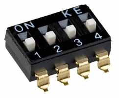 SWD4-4, DIP-переключатель движковый, 4кл., DIPT, SMD, шаг=2,54мм.