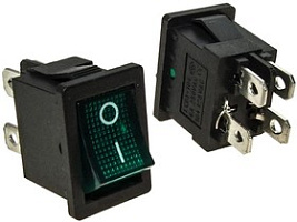 KCD1-201N-4-C3 G/4P, (R19-20IBGNBT2-G), Переключатели клавишные, с фиксац., ON-OFF, зеленый, RUICHI, -25...85°С