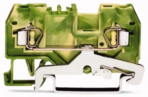 280-907, Клемма с заземлением 2-пров., 54мм, WAGO, 800V, 24A, 0.08-2.5mm², Желто-зеленый