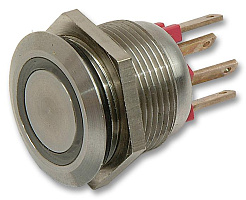 MPI002/28/AM/24, Переключатели кнопочные, ON-OFF, BULGIN, 50mA, 24VDC, -30...70°С