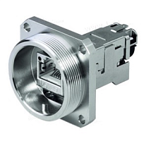 25030-6201, J60020A0000 разъем RJ45 панельный, гнездо, серия ТОС, Telegartner, IP68, латунь никель.