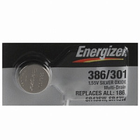 386-301TZ, Элемент питания, дисковый, Energizer, Silver Oxide 386, 1.55V, 120mAh