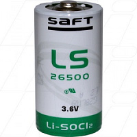 LS26500, Элемент питания, SAFT, 3.6A, 7700mAh, Li-SOCl2, Ø26,6mm, H=50mm