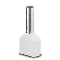 3200933, Кабельный наконечник AI-TWIN 2X 0,5 - 8 WH (уп=100шт.), PHOENIX, белый, L=15mm, Ø8mm