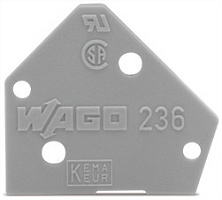 236-600, Торцевая пластина, толщина 1мм, WAGO, оранжевый