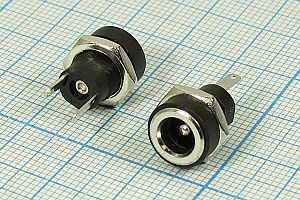 DJK-32A, Гнездо питания DC 2.1, 2C, М8, Ø5,5mm