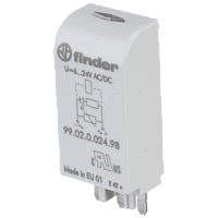 99.02.0.024.98, Модуль индикации и защиты зеленый светодиод + варистор 6-24VAC/DC, FINDER