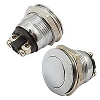 PSW-65-28B, Кнопка металлическая антивандальная б/ф, круглая, Jietong Switch, 2A, 250V