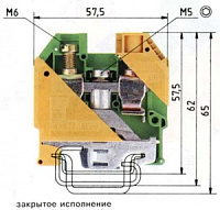 57.516.9055.0, Клемма WKN16 SL/U /V0, WIELAND, 800V, желто-зеленый