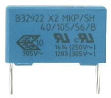 B32924C3335M, ±20%, 3.3uF, 310VAC /630VDC, Защищенные конденсаторы, EPCOS / TDK, 31,5х18х27,5mm, -40...110°С