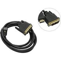 CC-HDMI-DVI-6, Кабель HDMI-DVI, 19M/19M, single link, позол. разъемы, экран, Cablexpert/Gembird, L=1,8m, медь, черный