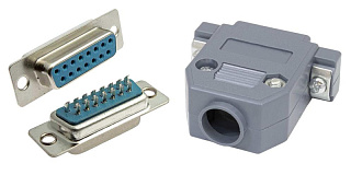 HDB-15F, Розетка с кожухом (на кабель) под пайку, Китай